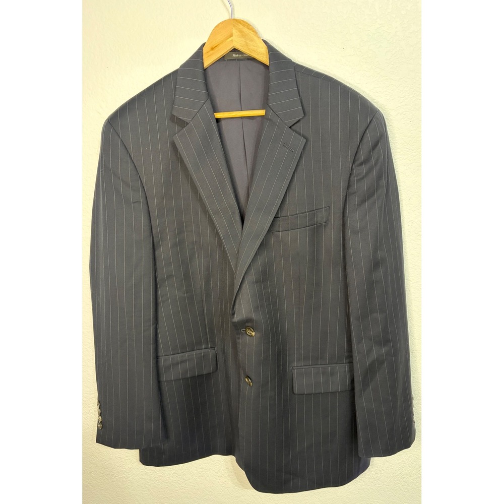 Lauren Ralph Lauren Mens 44R Pinstripe Blazer 100% Wool Navy Blue Sport Coat